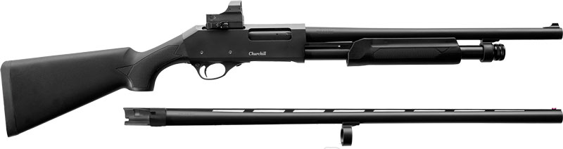 AKKAR 612 12 COMBO PUMP ACTION - 28" & 18.5" W/RED DOT POLY