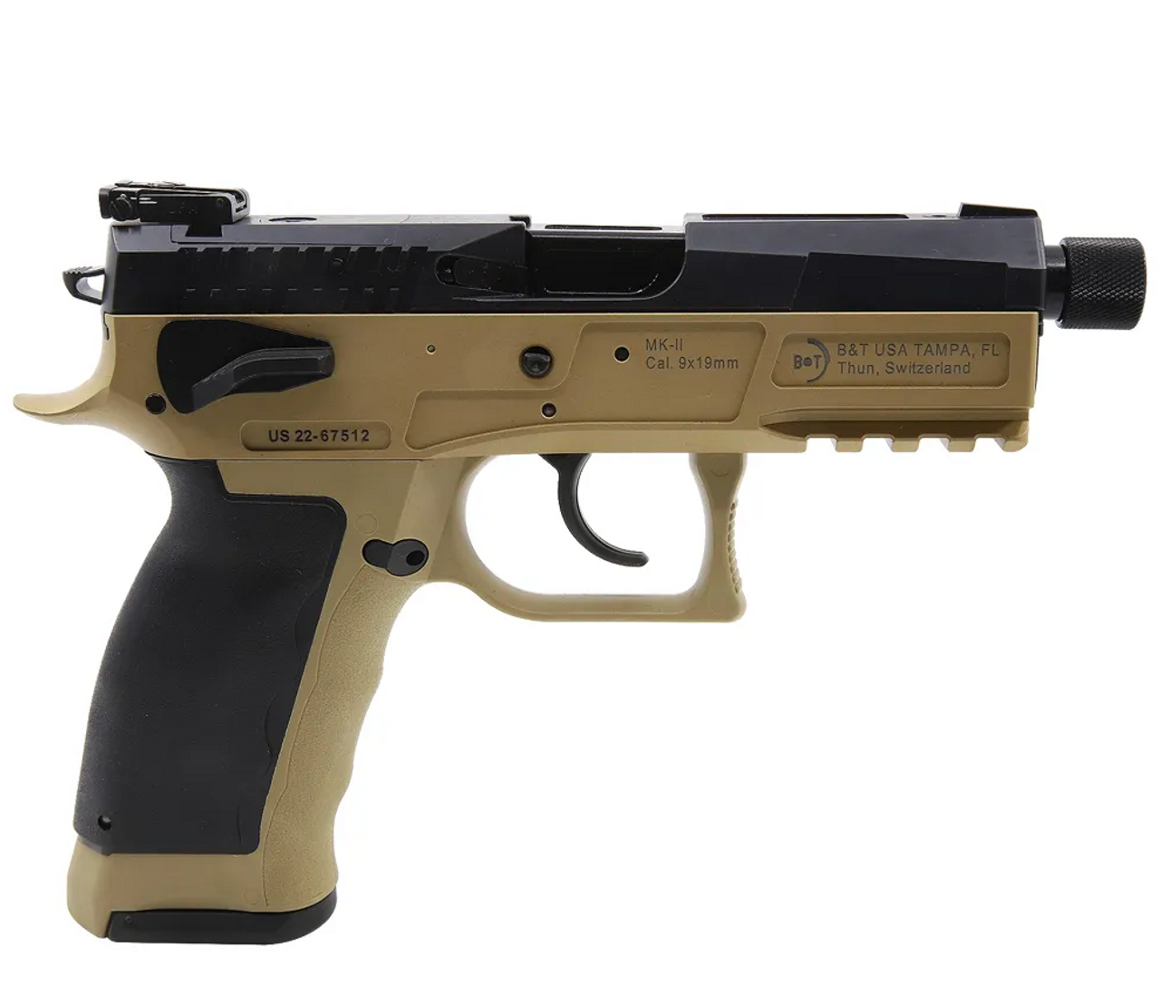 dB&T MK-II PSTL 9MM SA 4.3" THRD BBL, FDE 17RD